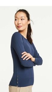 ANN Taylor NWT Side Button Sweater in Batik Blue.